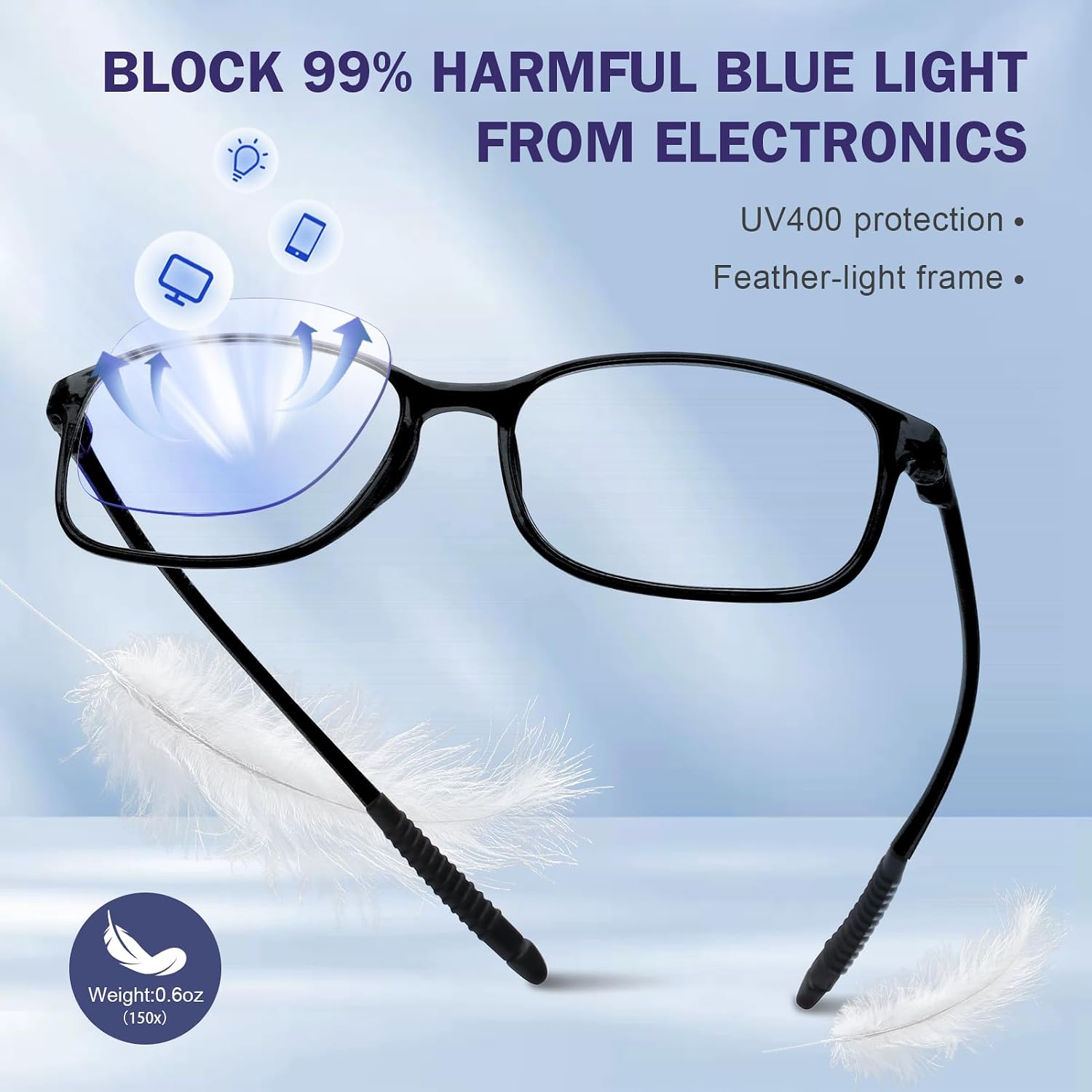 AQWANO 4 Pack Flexible Computer Reading Glasses Men Women Blue Light Blocking  Lightweight TR90 Frame Readers Glasses Anti Glare 2.0