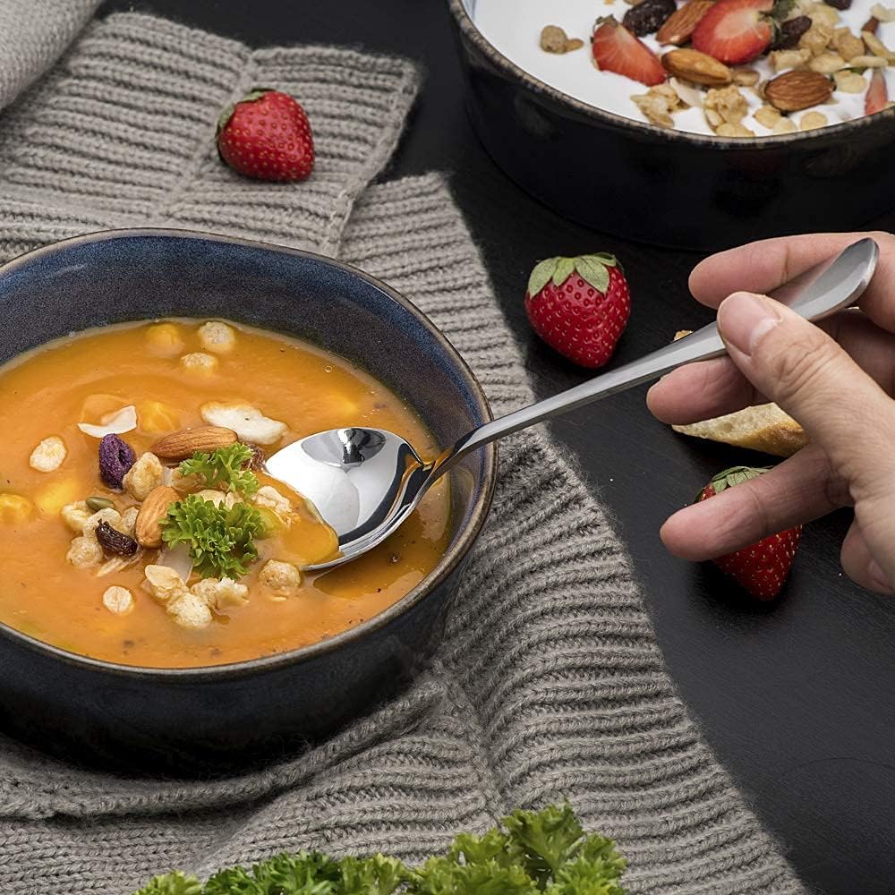 Soup Spoons  8-Piece Premium Stainless Steel Spoons Heavy-Weight Round Spoon Flatware Set