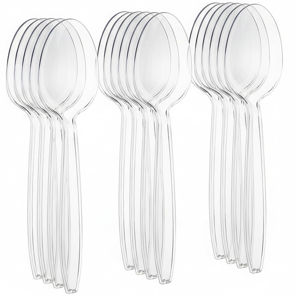 Premium Disposable Clear Plastic Soup Spoons (50 Count) | Transparent  Durable  and Convenient for Parties  Events  and Everyday Use