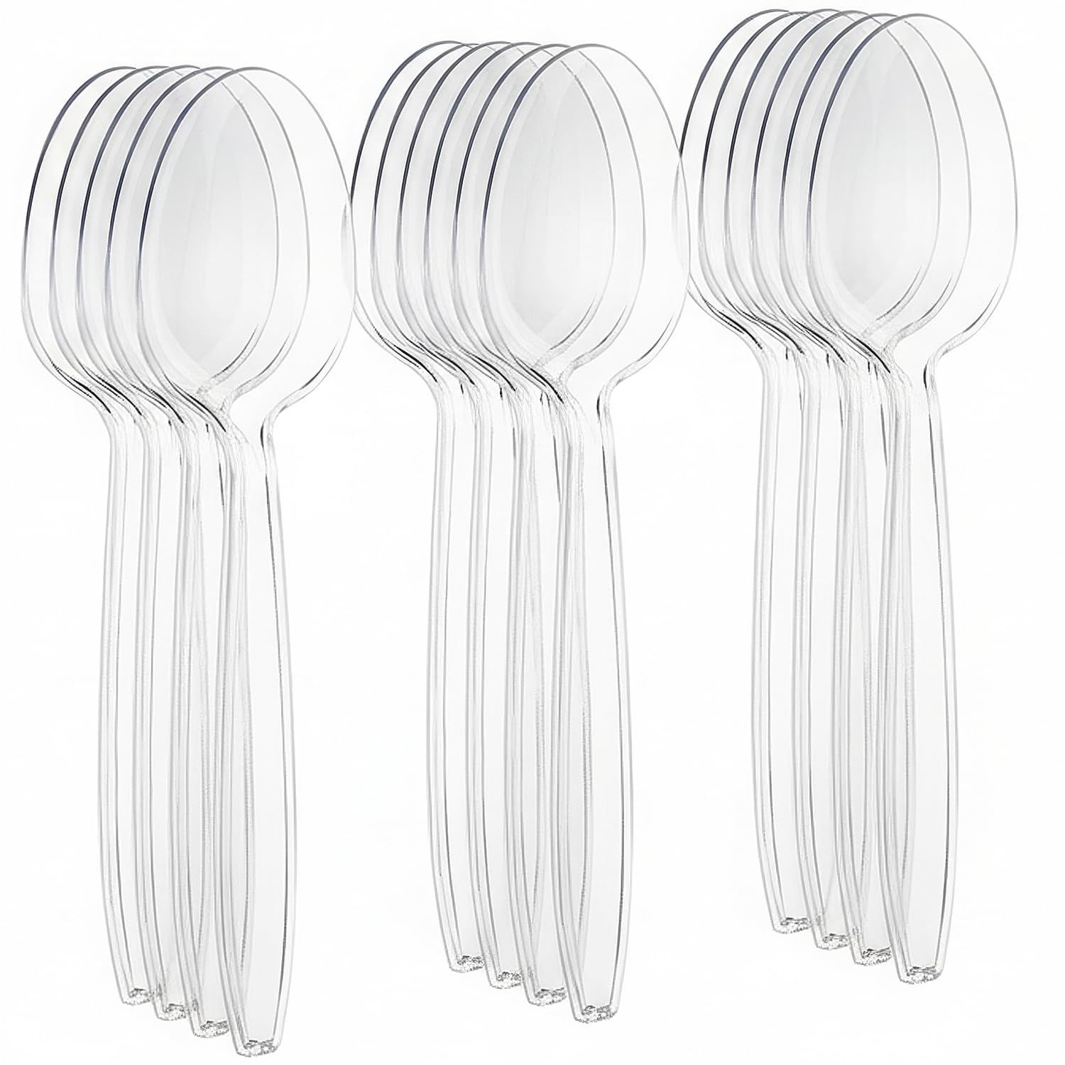 Premium Disposable Clear Plastic Soup Spoons (50 Count) | Transparent  Durable  and Convenient for Parties  Events  and Everyday Use