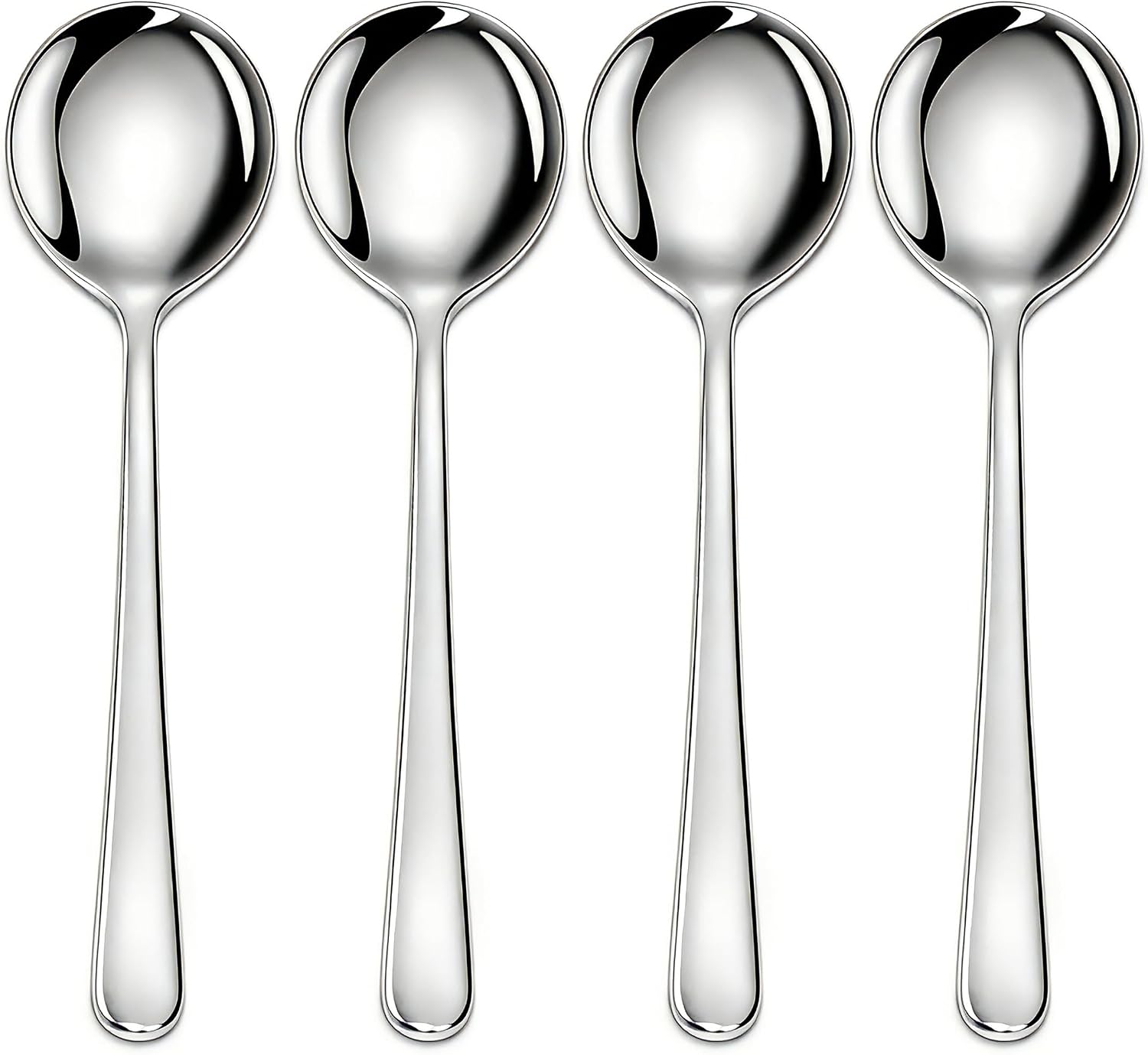 Soup Spoons Stainless Steel Round Soup Spoons Set of 4 Dishwasher Safe