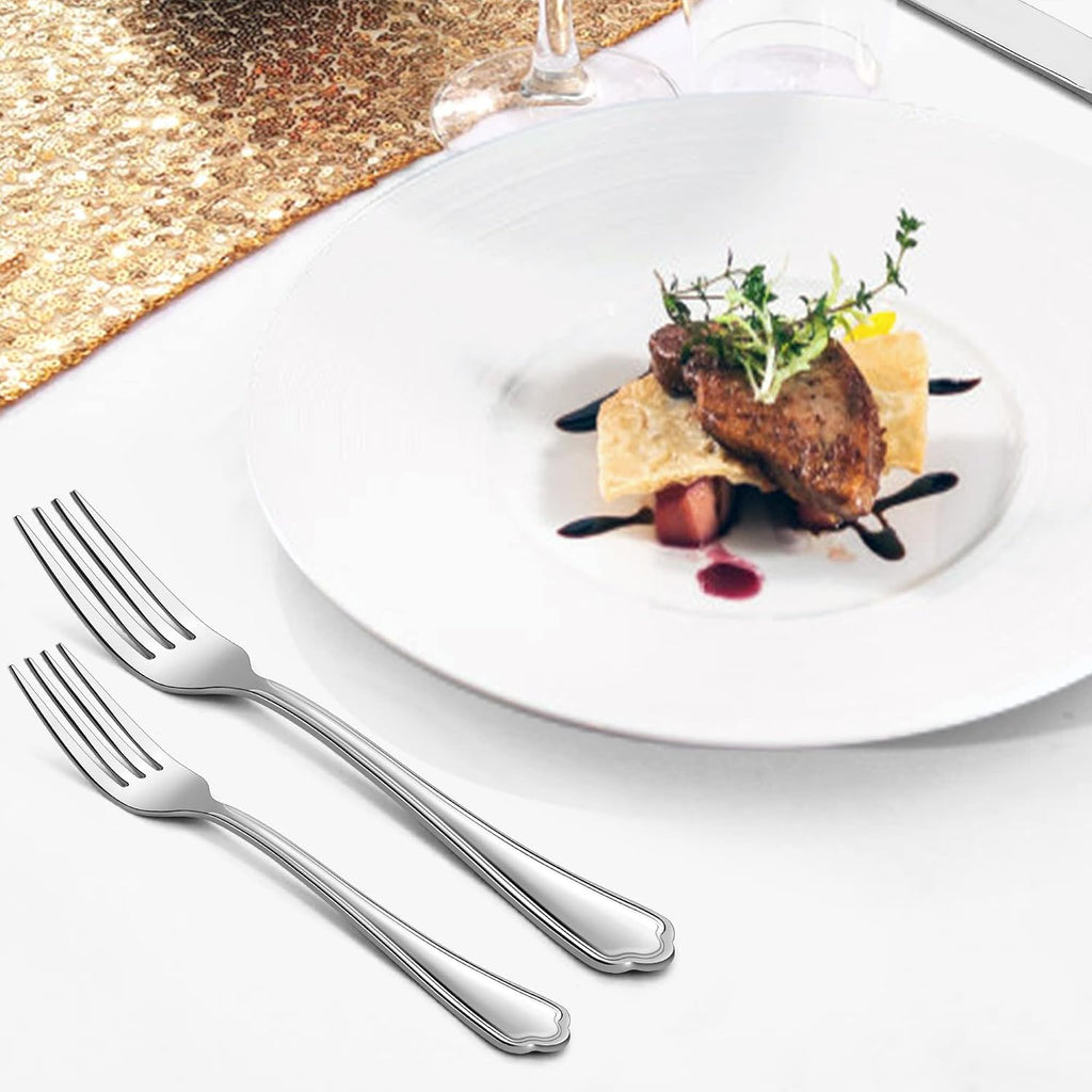 LIANYU Salad Forks Set of 12  6.7 Inches Stainless Steel Appetizer Dessert Forks Silverware  Scalloped Edge  Dishwasher Safe