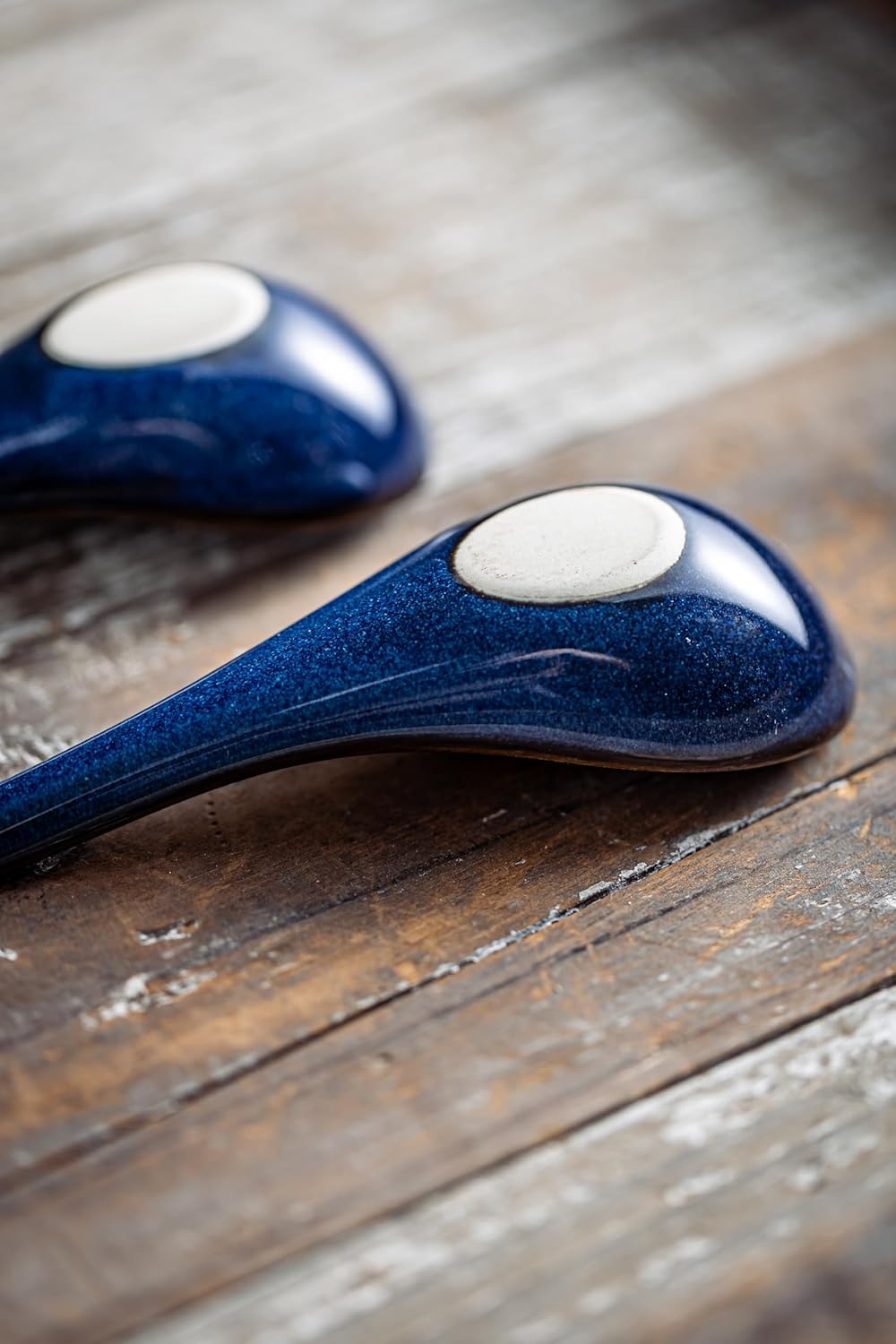 LYEOBOH Soup Spoons set of 6  Chinese Deep Soup Spoon - 6.5 inch Ceramic Korean Tablespoons for Ramen  Rice  Noodle  Asian Spoons with Deep Hook Design  Vintage Blue