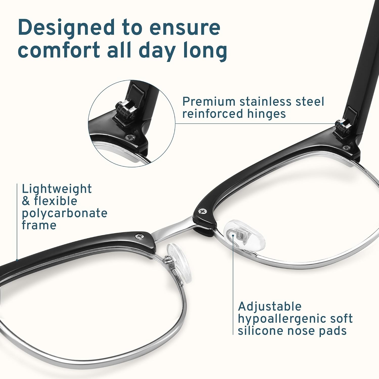racico Computer Blue Light Blocking Glasses Blue Light Glasses Men Women  Anti Blu-Ray Gaming Glasses Lenses