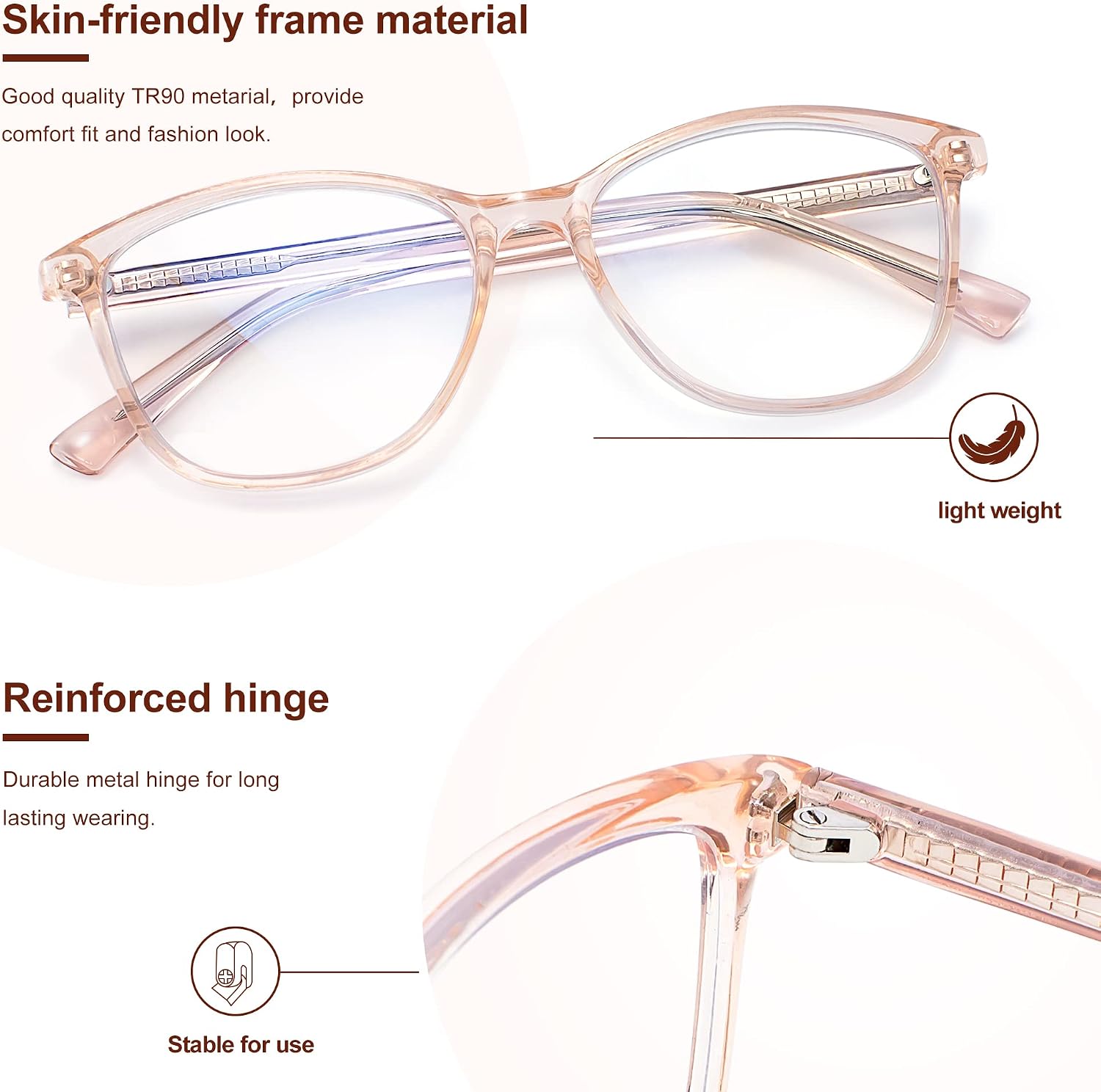 Madison Avenue Blue Light Blocking Glasses Anti Eyestrain UV Glare Blue Light Glasses for Women TV Phone Computer Gaming Eyeglasses Liberty (Crystal Brown)