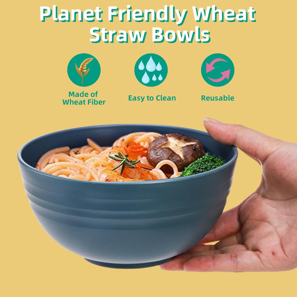 24 Pack Cereal Bowl  Unbreakable Wheat Straw Bowls  26 Oz Soup and Salad Bowl  Lightweight Kitchen Bowl Set  Plastic Bowls for Oatmeal  Ramen  Microwave and Dishwasher Safe