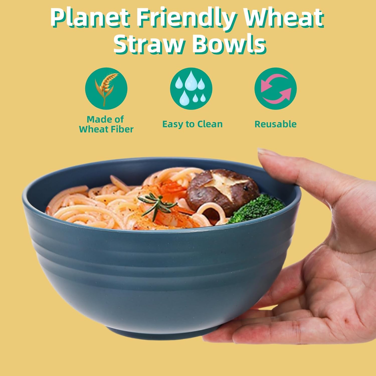 24 Pack Cereal Bowl  Unbreakable Wheat Straw Bowls  26 Oz Soup and Salad Bowl  Lightweight Kitchen Bowl Set  Plastic Bowls for Oatmeal  Ramen  Microwave and Dishwasher Safe