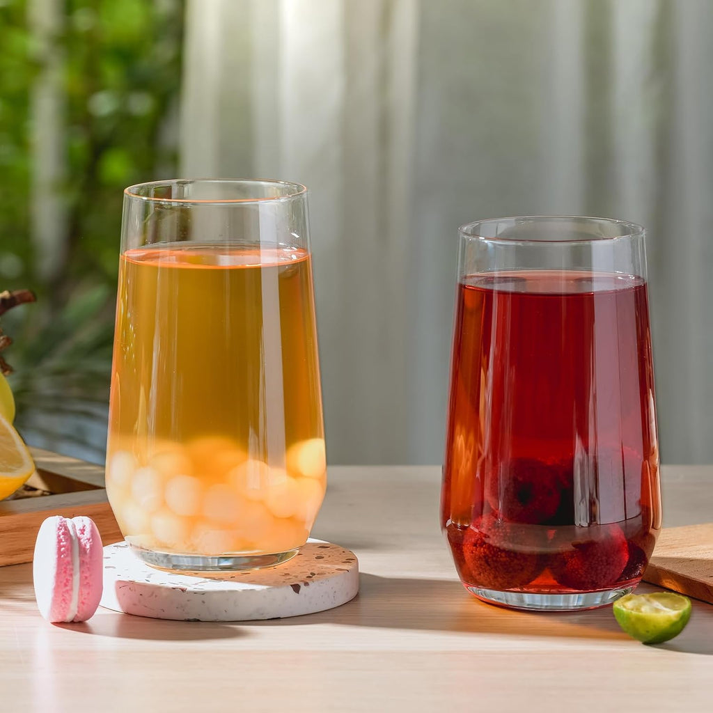 Drinking Glasses Set of 6  16.4 oz Crystal Water Glasses Tall Glass Cups Highball Glass for Cocktail Juice Mojito Iced Tea Kitchen and Bar Glassware Gifts for Christmas