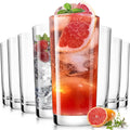Drinking Glasses Set of 8  16 oz Water Glasses  Wide Mouth Design Lead-Free Crystal Highball Glassware  Tall Glass Cups for Cocktail Parties  Family Dinners  and Tom Collins Bar Glassware