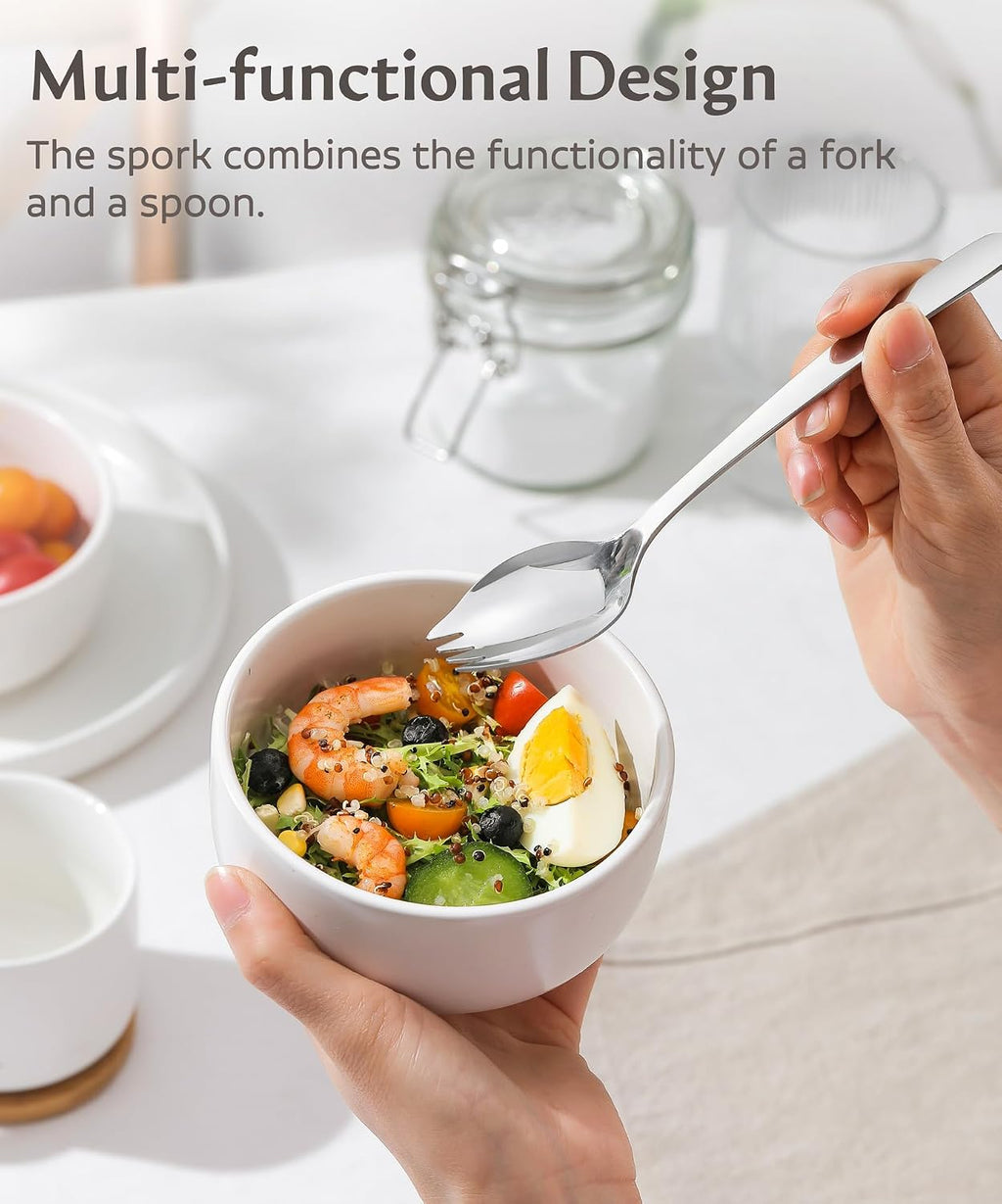 Lovingly Yours 7-inch Spork Stainless Steel  Reusable Metal Sporks  Set of 4