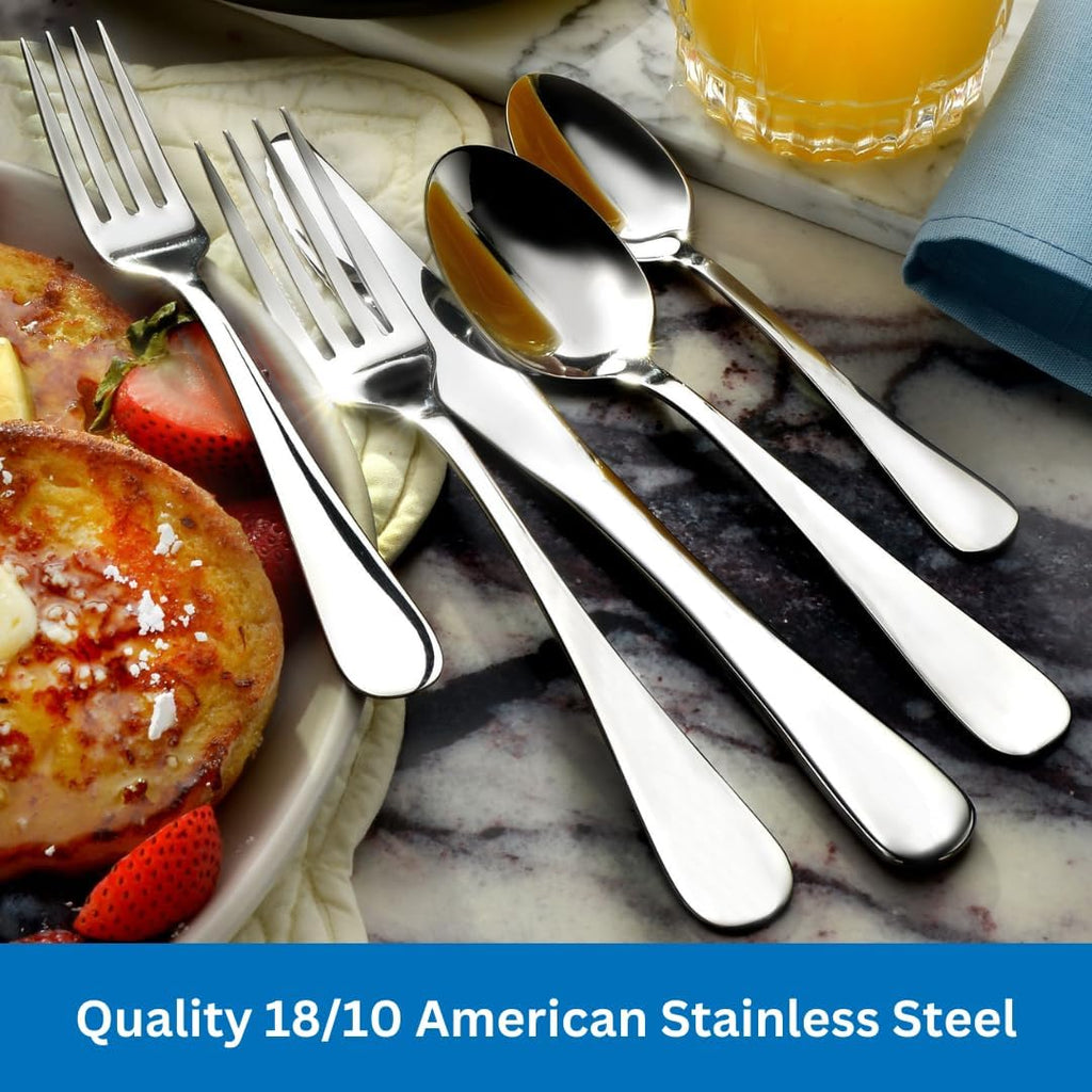 Salad Forks/Dessert Forks Made in USA Set of 12 18/10 Stainless Steel Flatware Mirror Finish Dishwasher Safe TAA HubZone  Buy American Compliant Annapolis Silverware Made by Sherrill Manufacturing
