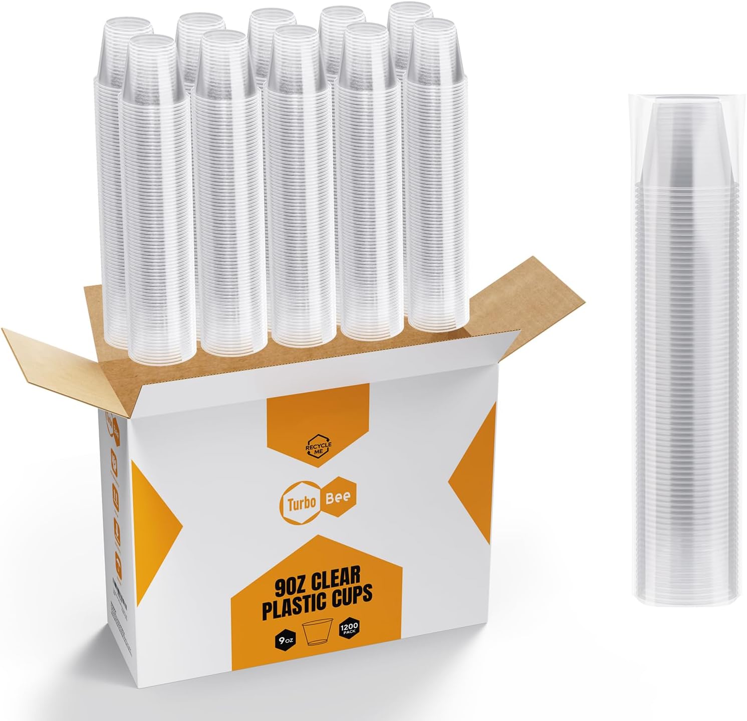 Turbo Bee 1200 Pack 9 OZ Clear Plastic Cups Bulk  9 Ounce Disposable Water Cold Drinking Cups Tumblers For Party  Thanksgiving  Halloween  Christmas  and Events