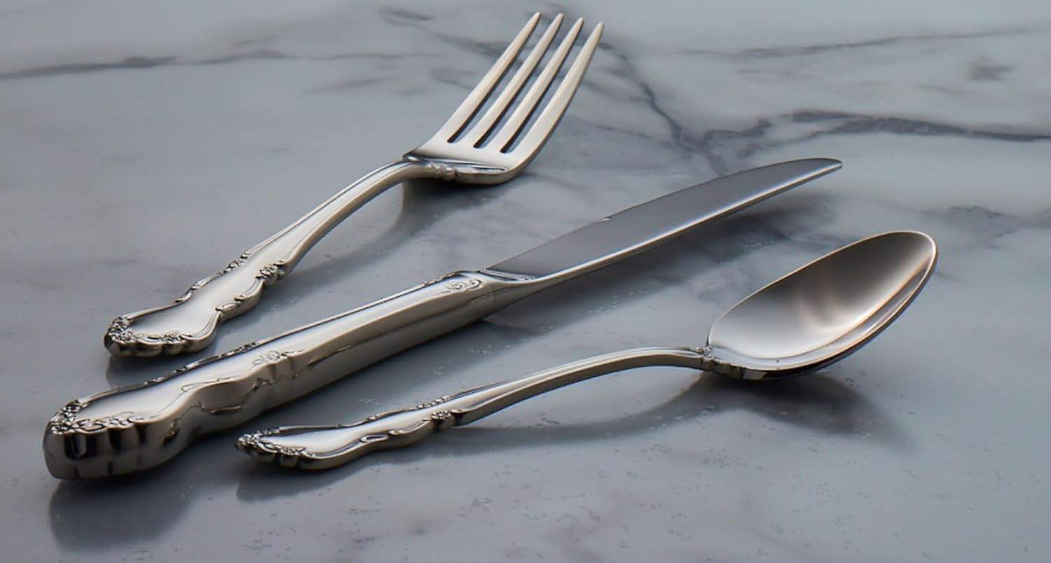 Oneida Dover Fine Flatware Salad Forks  Set of 4   18/10 Stainless Steel  Silverware Set  Dishwasher Safe