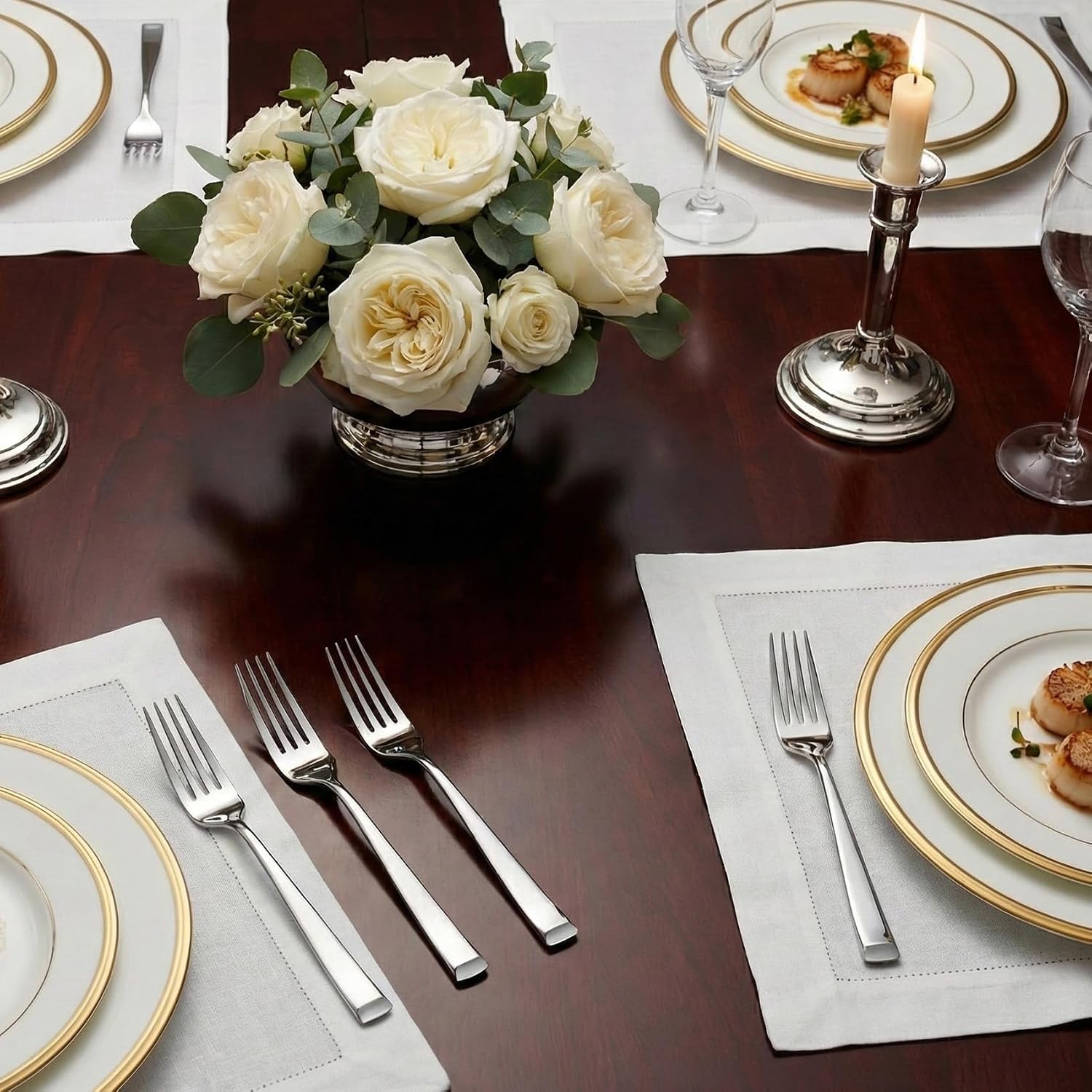 Royalrose Alexander Fine Forks  Set of 4  18/10 Stainless Steel  Well Made  Dishwasher Safe  Heavy Duty Fork (8.1" Dinner Fork)