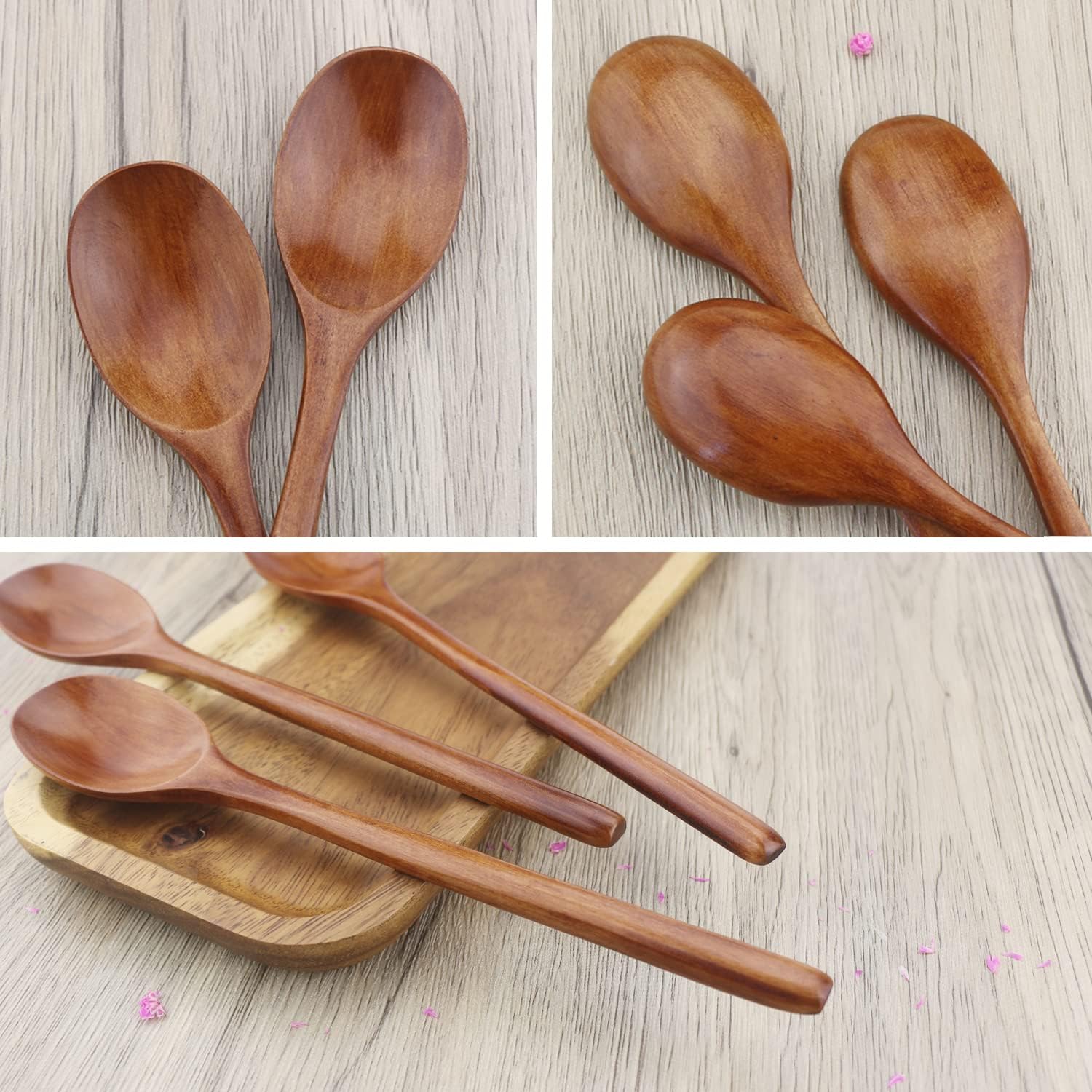 Wooden Spoons  6 Pieces 9 Inch Wood Soup Spoons for Eating Mixing Stirring  Wood Spoon with Japanese Style Kitchen Utensil