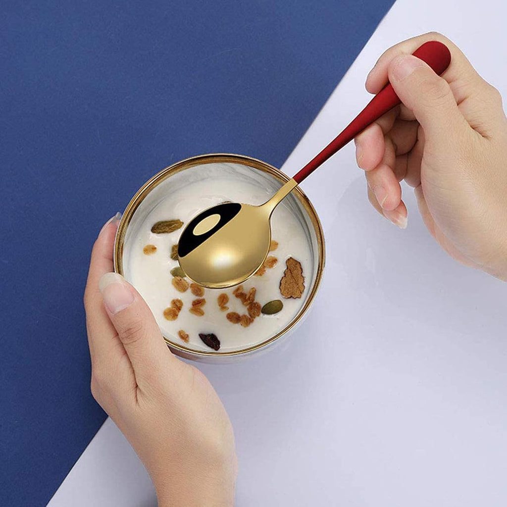 Soup Spoons Stainless Steel  18/10 Round Head Soup Spoons  Modern Thick Short handle 304 Stainless Steel Korean Spoon  Dinner Metal Spoons for Soup  Grain Dessert Milk Tea Coffee  6.3 Inch  Set of 5