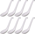 Comicfs Asian Soup Spoons 8 pieces  Large Japanese Soup Spoons  Soba Rice Pho Ramen Noodle Soup Spoon  Chinese Won Ton Soup Spoon  Hook Style (White)