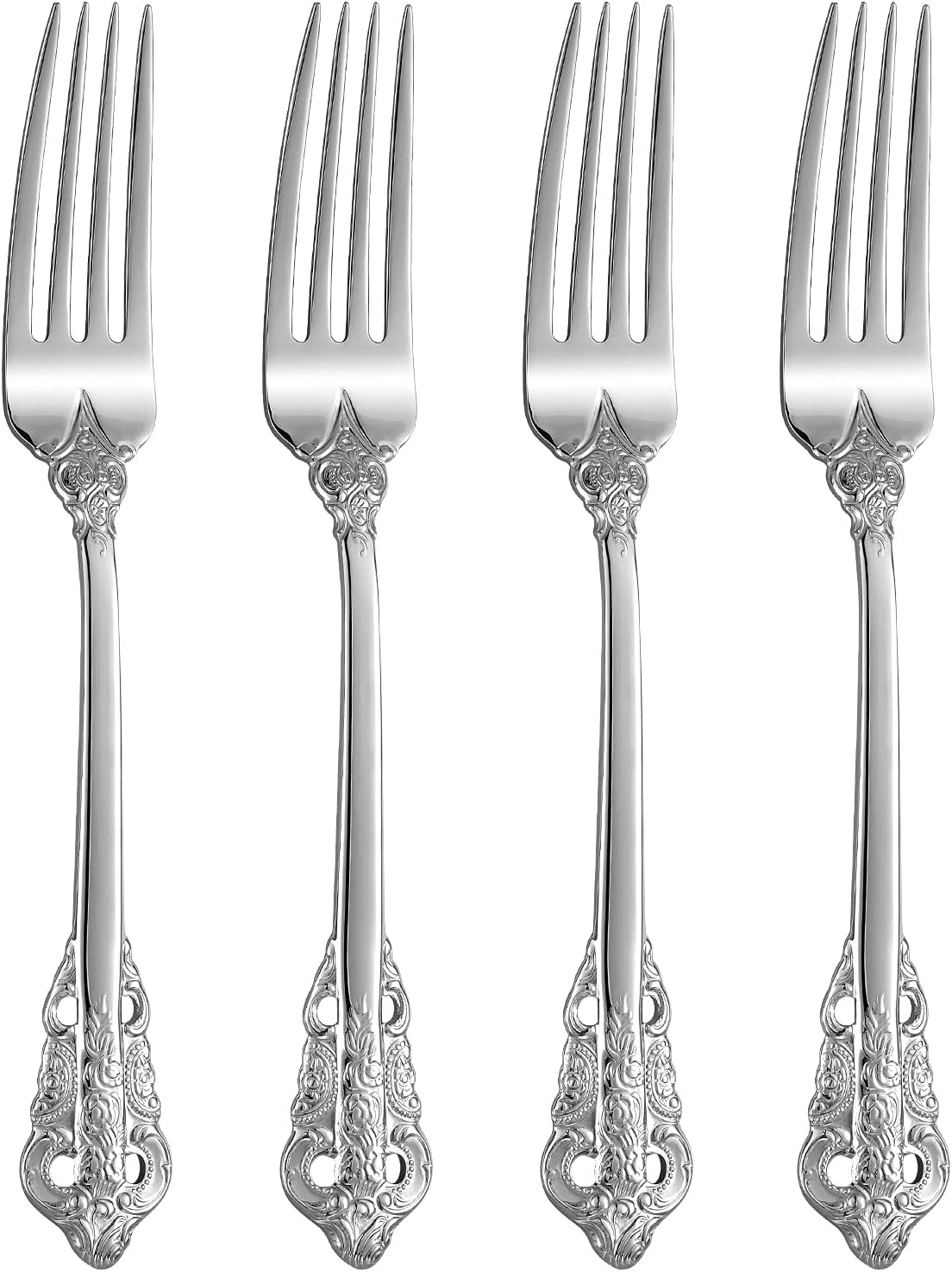 KEAWELL Luxury Dinner Fork  Set of 4  18/10 Stainless Steel  8 Inches  Dishwasher Safe  Mirror Polished  Silverware Fork Set (Silver)