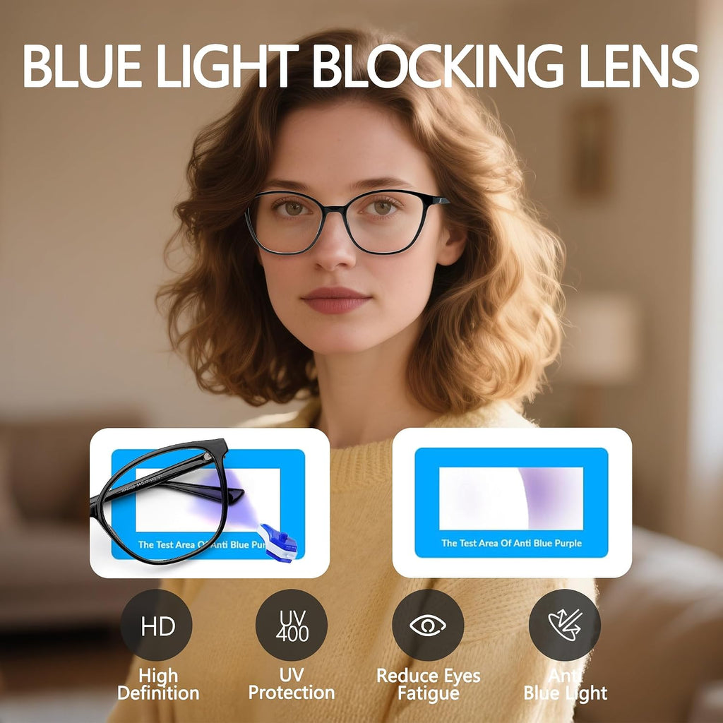 Women's Blue Light Blocking Glasses  TR90 Frame Computer Gaming Glasses Anti Eyestrain & UV Glare RF6208