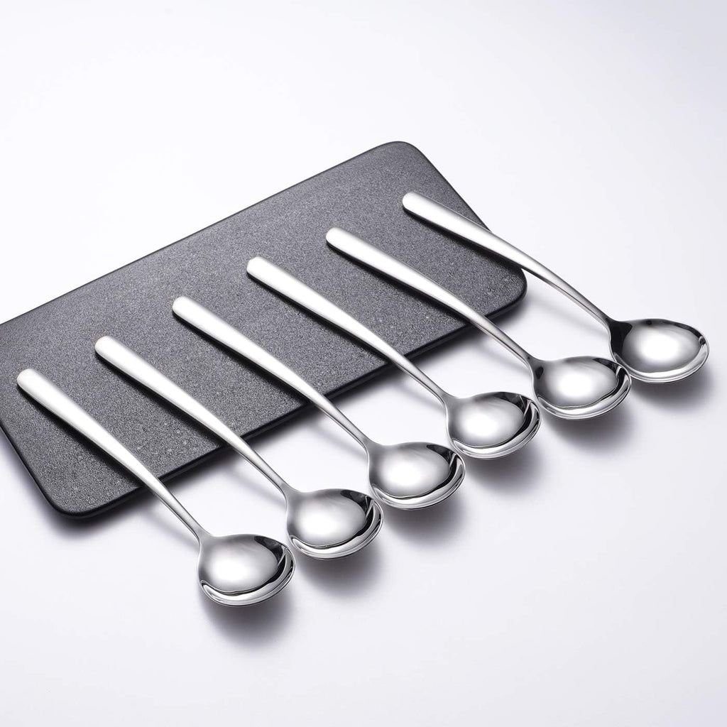 Soup Spoons 6-Pack 18/10 Stainless Steel Big  Large and Heavy Duty Round Spoons Elegance Series 7.7 Inch Long 2.2 Ounces Weight by IRONX (biggest soup spoons)