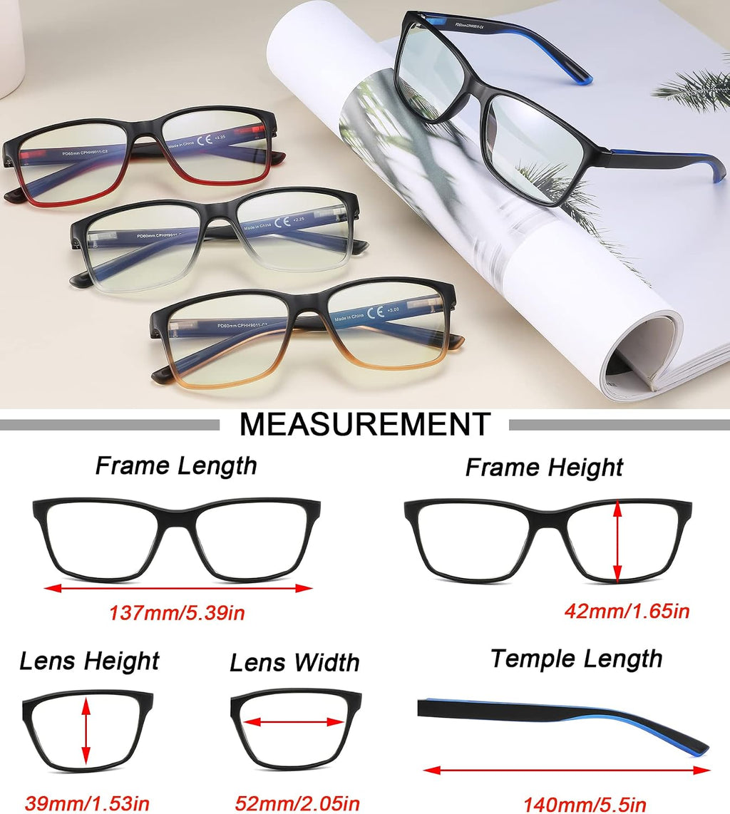 Reading Glasses for Men 4-Pack Stylish Computer Readers with Spring Hinges  Anti Glare/Eye Strain Filter UV Ray Blue Light Blocking Two-tone Reader Eyeglasses +2.5 Magnification Strength