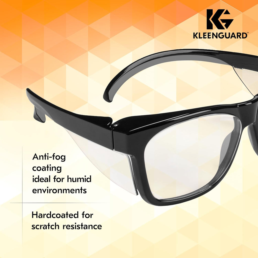 Kleenguard™ V30 Maverick™ Safety Glasses (56567)  Clear Lenses with KleenVision™ Anti-Fog coating  Black Frame  Carrying Case  Eyewear for Men and Women
