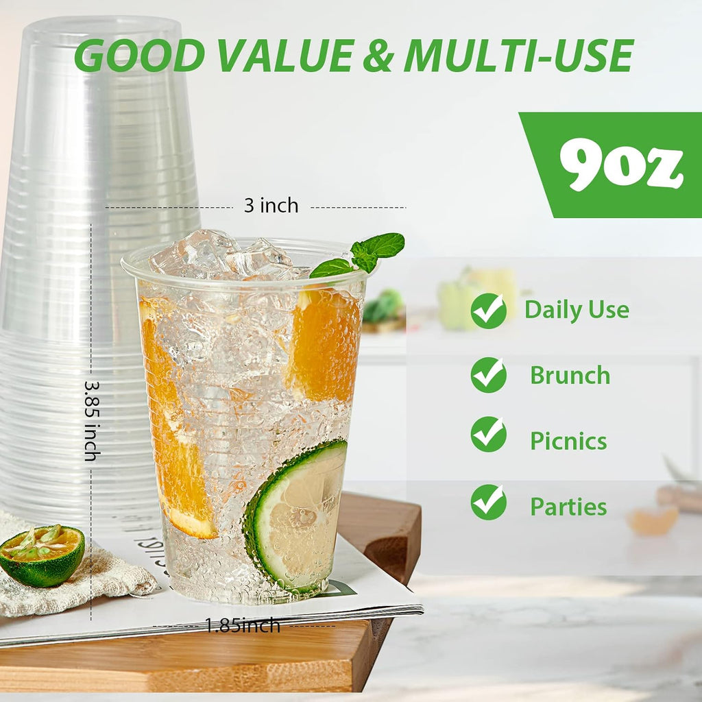 Lilymicky 1000 PACK 9 oz Clear Plastic Cups  9 Ounce Disposable Drinking Cups for Birthday Parties  Picnics  Ceremonies  and any Events