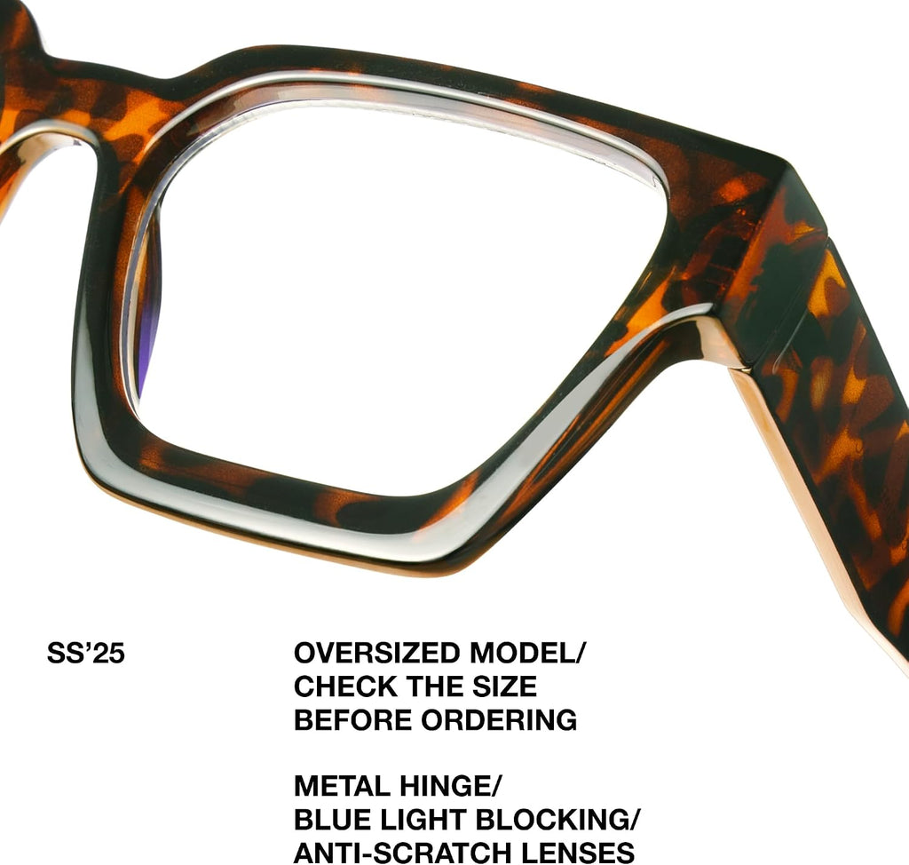 livho Oversized Blue Light Blocking Glasses for Woman and Men - Rectangle Fashion Glasses for Computer  Chic Preppy Frame