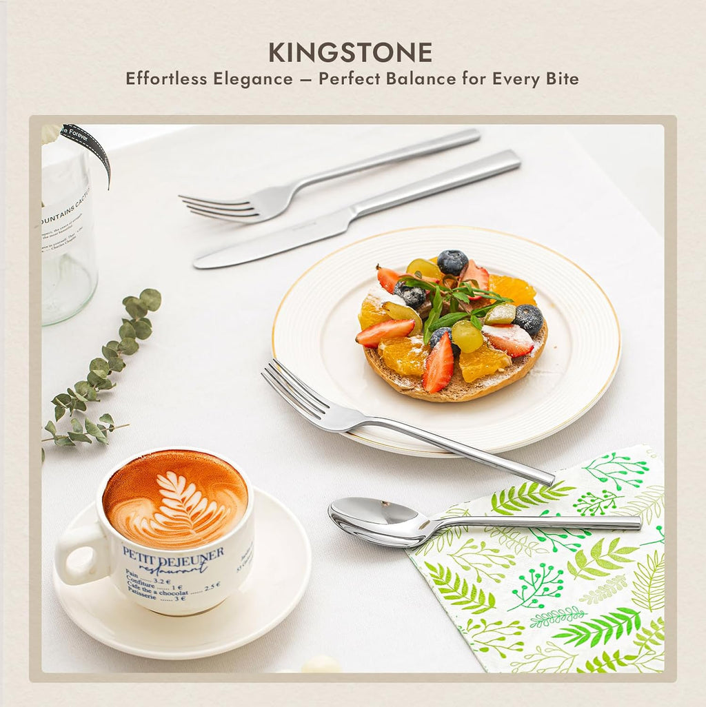 KINGSTONE Dinner Forks Set  4-Piece Silverware Flatware Cutlery Dessert Forks (8.3-Inch)  Forged Food-Grade Stainless Steel  Mirror Finish & Dishwasher Safe  Use for Kitchen  Home  Wedding  Party