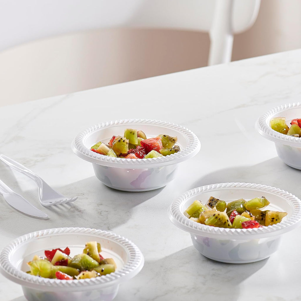 PLASTICPRO 800 PCS White Plastic Bowls 5 oz Premium Quality Light Weight Dishes Disposable Small Plastic Bowls for Dessert Appetizers Soups for Parties Weddings