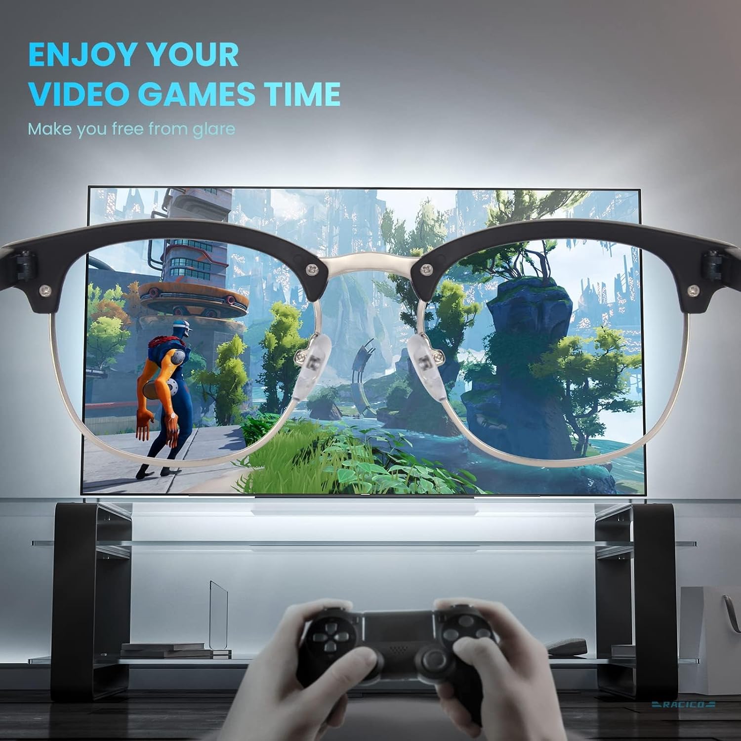 racico Blue Light Glasses for Men & Women - Mixed Material + Metal Frames with UV Protection Coating