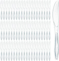 Prestee 100 Pack Plastic Silverware Knives - Heavy Duty  Clear Plastic Knives for Parties  Catering  and Events - Durable and Elegant Disposable Knife Utensils for Weddings  Dinners  and Celebrations