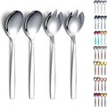 Evanda 4-Piece Salad Server Set  Stainless Steel Serving Set  Spoon  Servers  Fork  Dishwasher Safe