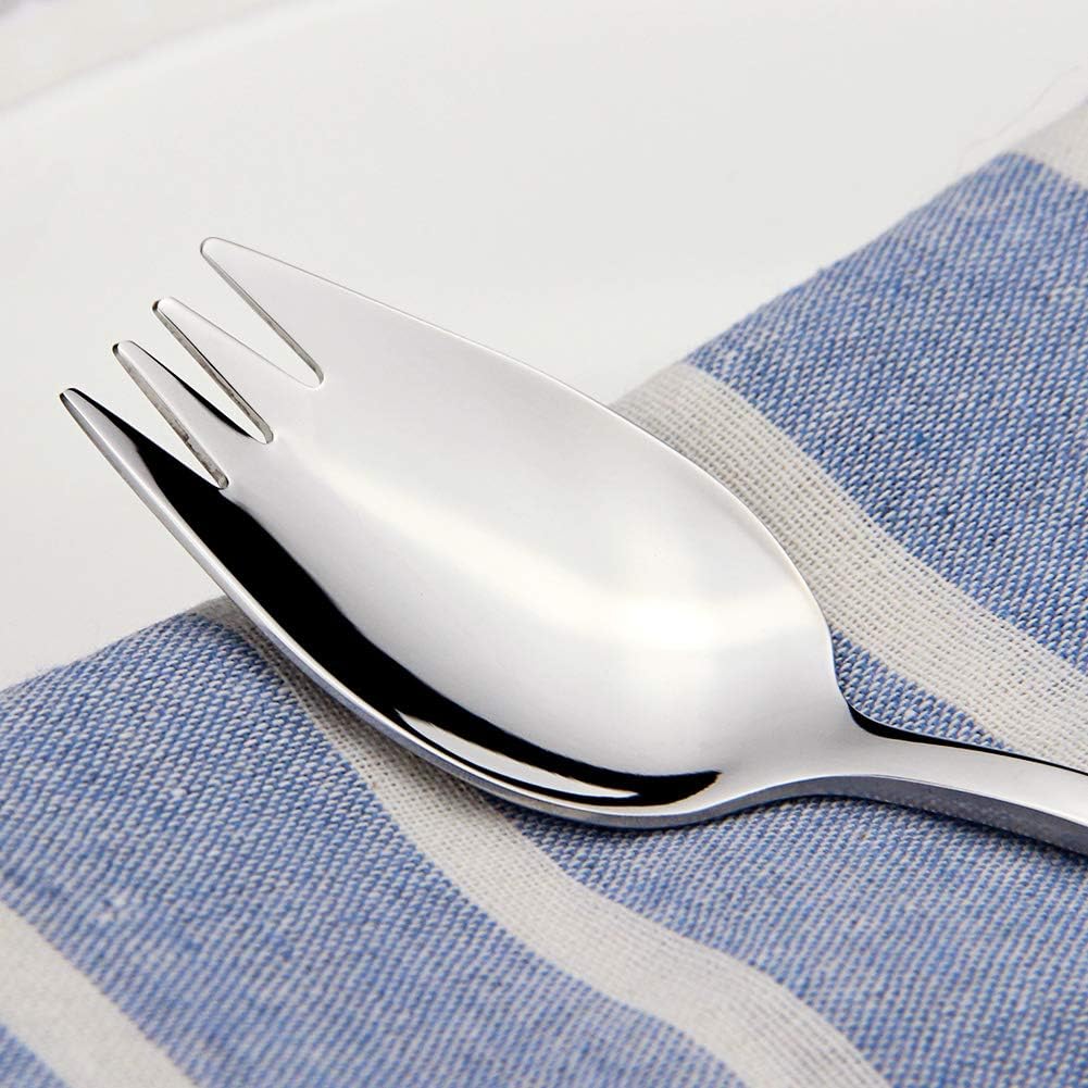 IQCWOOD Sporks  4-Pack 18/10 Stainless Steel Fork  Metal Spork for Everyday Household Use  7.4-Inch Long Handle Dessert Ice Cream Salad Forks  Flatware Set Spork for Fruit Appetizer Dessert