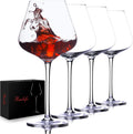 BACLIFE Hand Blown Red Wine Glasses Set of 4 – 23 oz Burgundy Wine Glasses With Long Stem – Large Premium Crystal Wine Glass – Unique Gift for Wedding  Anniversary  Mother’s Day – Clear