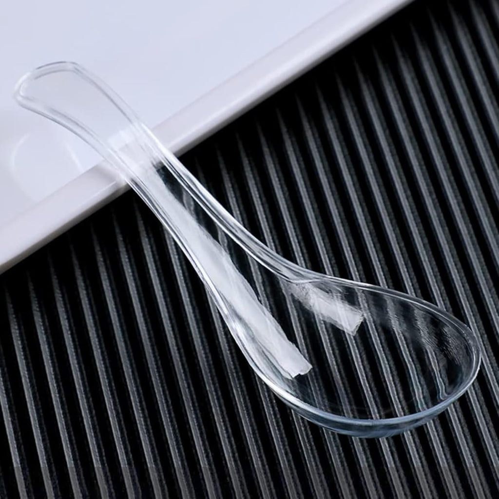 50 PCS Disposable Clear Plastic Asian Soup Spoons - Tasting & Front Dish Spoons  Plastic Cutlery (Clear Round Bottom)