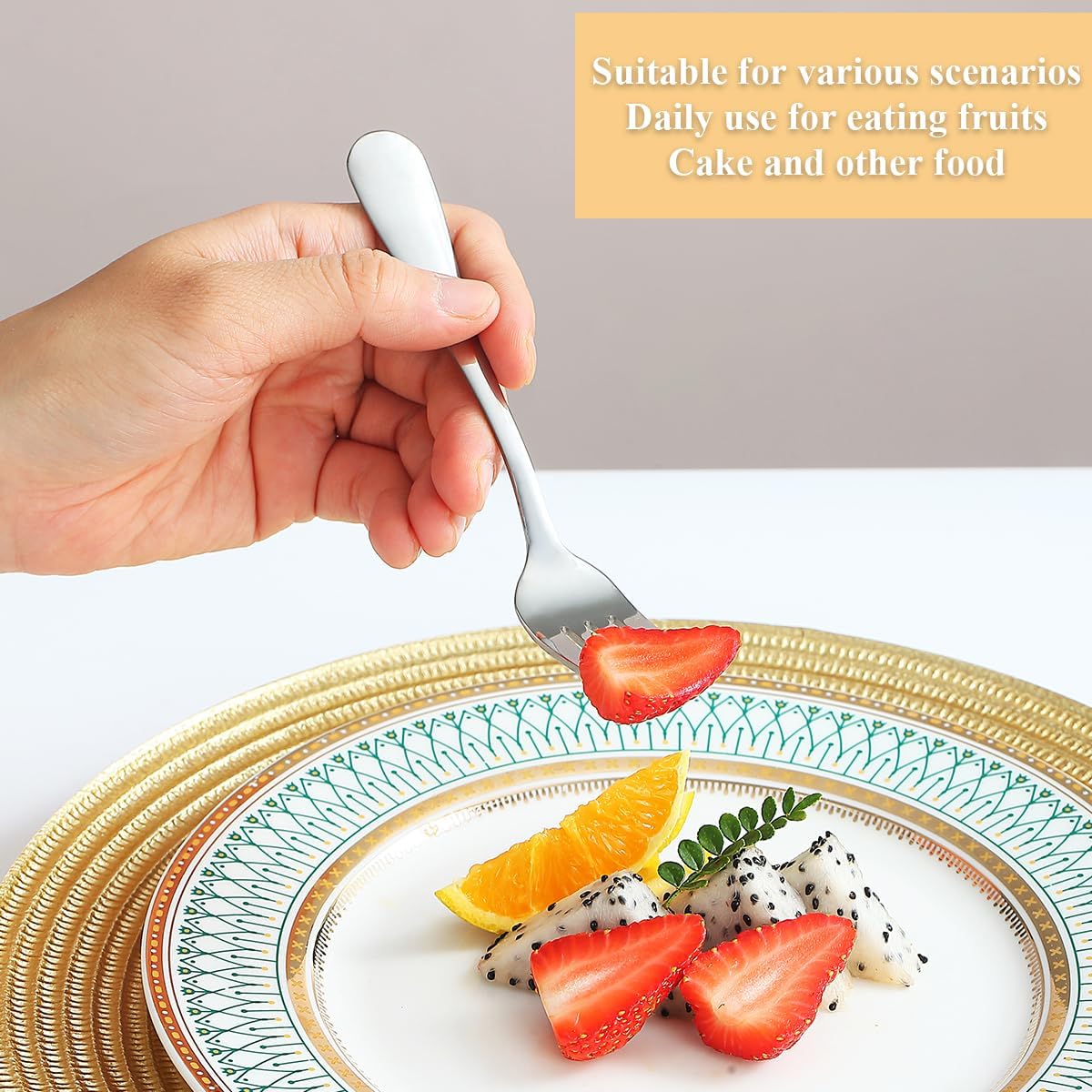 Evanda Dessert Forks Set of 12 Pack  5.62" Stainless Steel Pastry Fork  Appetizer Fork for Fruit  Cake  Cheese  Party Trips  Cafes  Restaurants  Easy To Clean  Dishwasher Safe