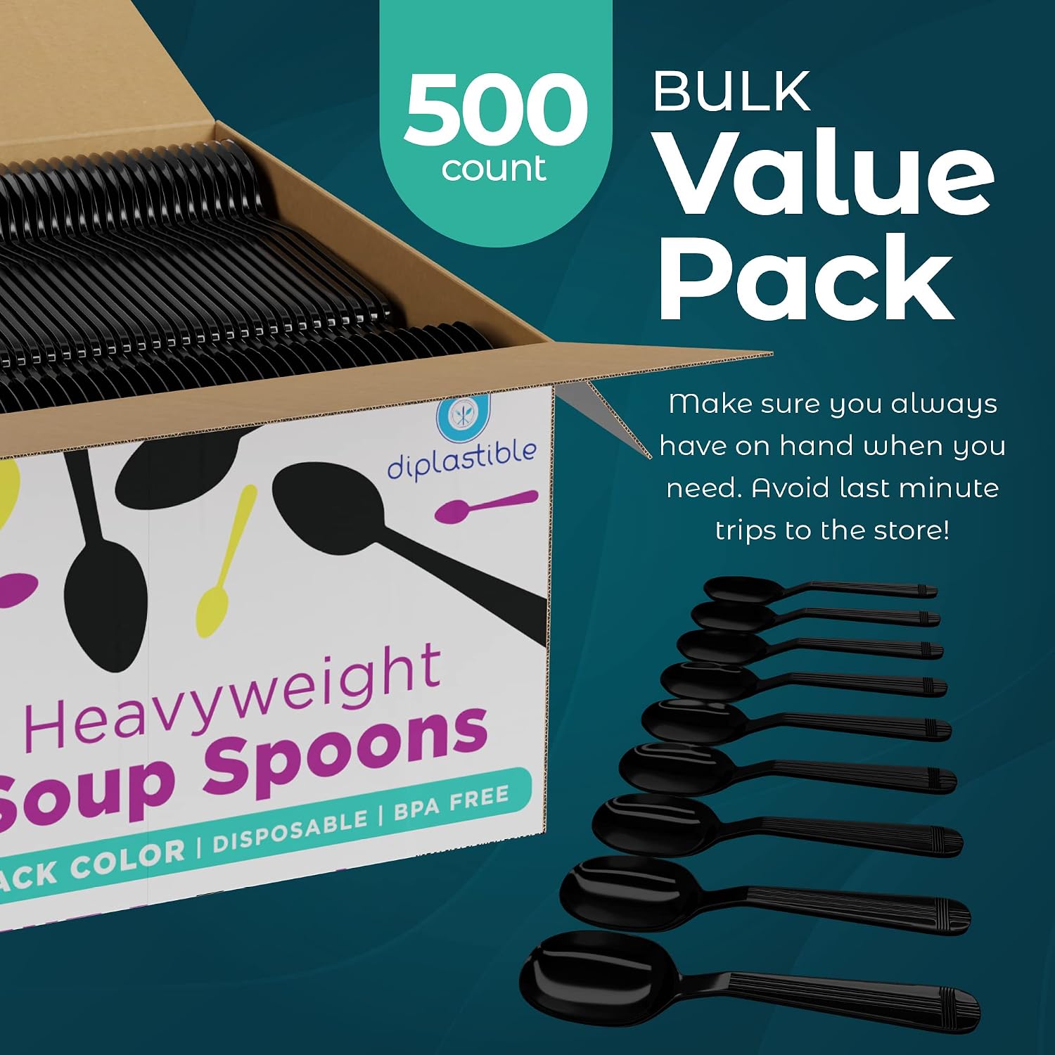 Plastic Spoons Heavy Duty - Soup Spoons - Disposable Spoons Utensils - Cutlery for Parties and Events Pack of 500