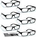 Boost Eyewear 6 Pack Reading Glasses  Traditional Black Frames  with Spring Loaded Hinges