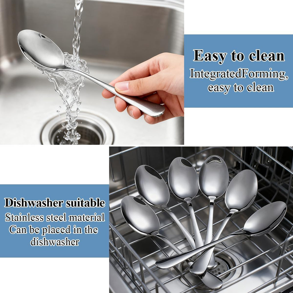 Berglander Dinner Spoons Set 24pcs  7.36" Food Grade Stainless Steel Silverware Soup Spoon Tablespoon for Home  Kitchen or Restaurant Mirror Polished  Dishwasher Safe