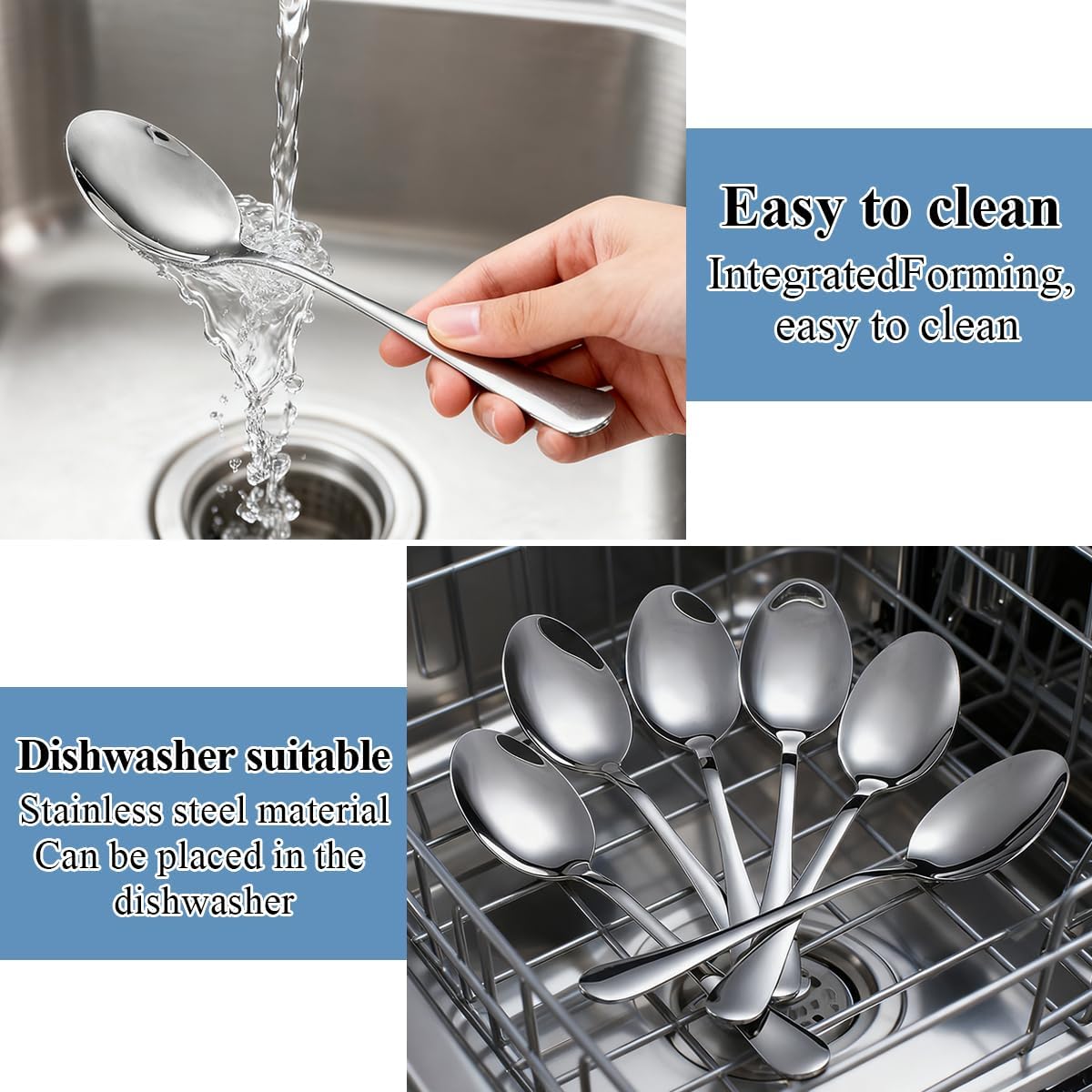 Berglander Dinner Spoons Set 24pcs  7.36" Food Grade Stainless Steel Silverware Soup Spoon Tablespoon for Home  Kitchen or Restaurant Mirror Polished  Dishwasher Safe