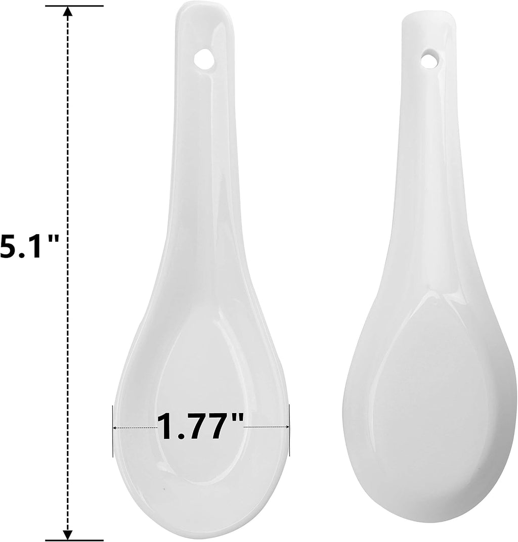 Yopay 24 Pack Soup Spoon Ceramic Asian Ramen Spoons  5 Inch Small White Porcelain Spoons  Dessert Spoon for Kids Adults Appetizer Wonton Dumpling Miso Pho Macaron  Dishwasher Safe  Oven Safe