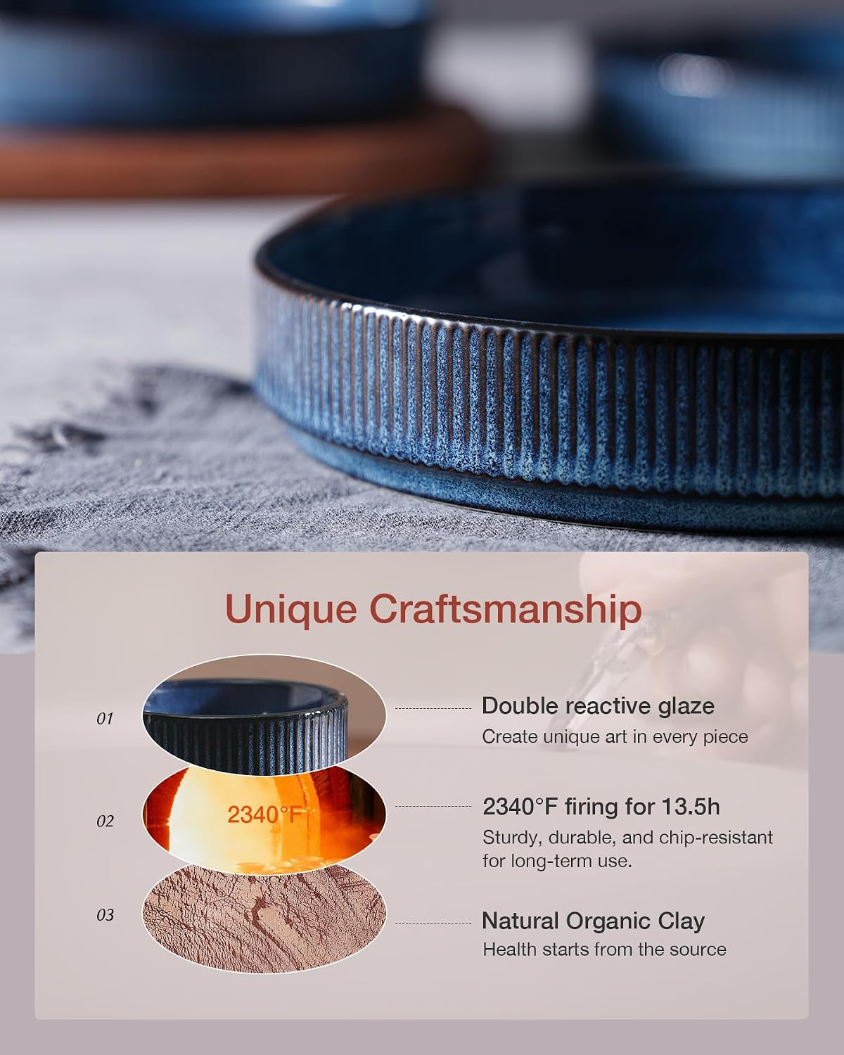 famiware Star 7.5" Pasta Bowls Set  Salad Bowl Set of 4  Double Reactive Glaze  Stackable  Ideal for Your Friend for Housewarming  Festivals  Nebulas Blue