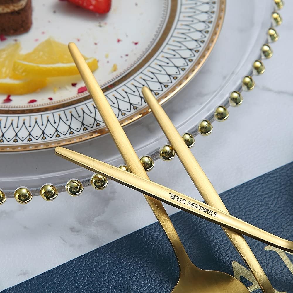 Matt Gold 6 Piece Dinner Spoons - 8.1'' Stainless Steel Tablespoons  Soup & Dessert Spoons  Silverware for Home  Kitchen or Restaurant  Dishwasher Safe