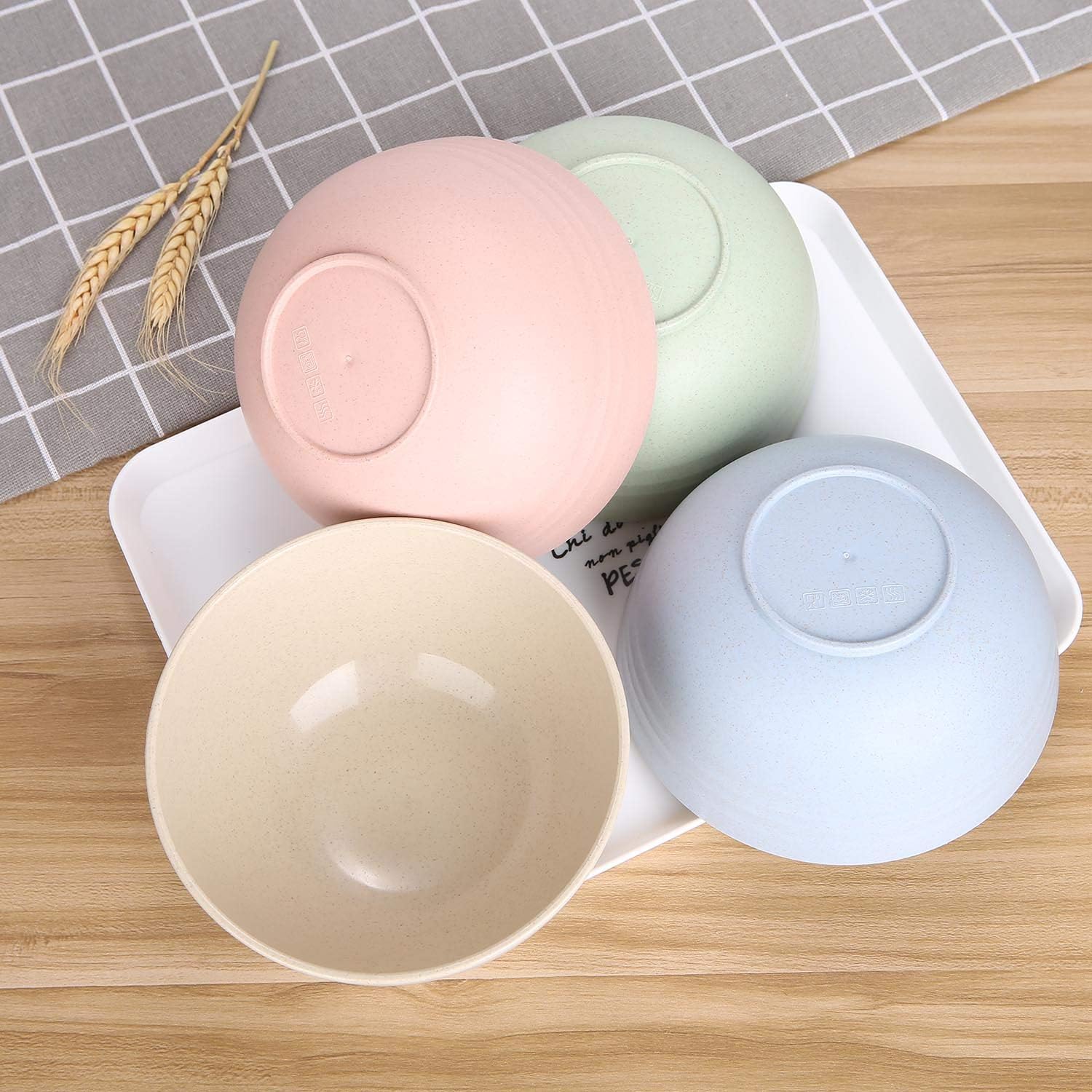 LuckyZone Unbreakable Cereal Bowls - 24 oz Reusable Wheat Straw Bowl Set of 4 - Dishwasher & Microwave Safe - Perfect for Cereal  Soup and Rice - BPA Free  Healthy & Eco-Friendly (4 Color)