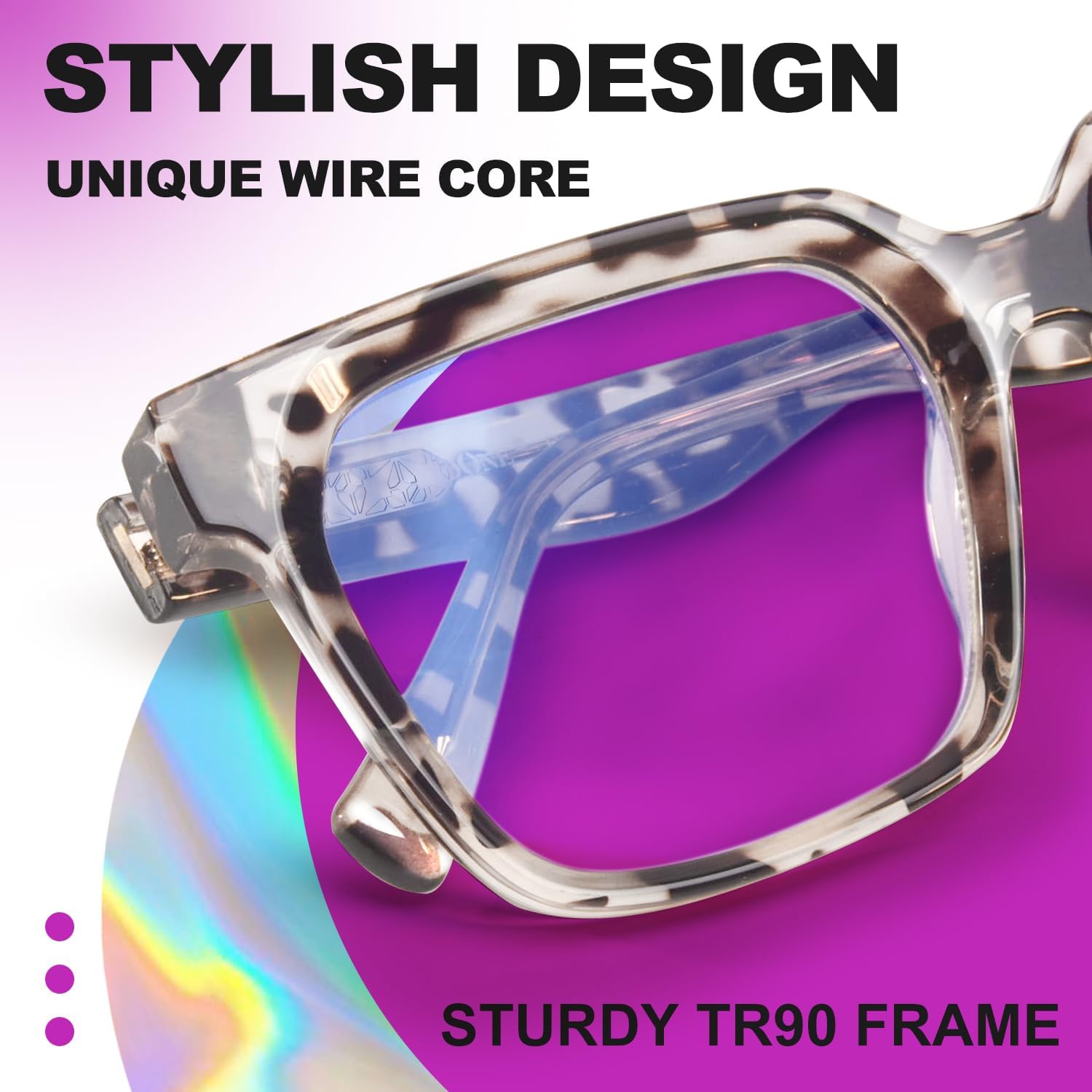 VISOONE Rectangle TR90 Blue Light Blocking Glasses Computer Eyewear with Preppy Look for Women and Men Cougar