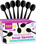 Plastic Spoons Heavy Duty - Soup Spoons - Disposable Spoons Utensils - Cutlery for Parties and Events Pack of 500