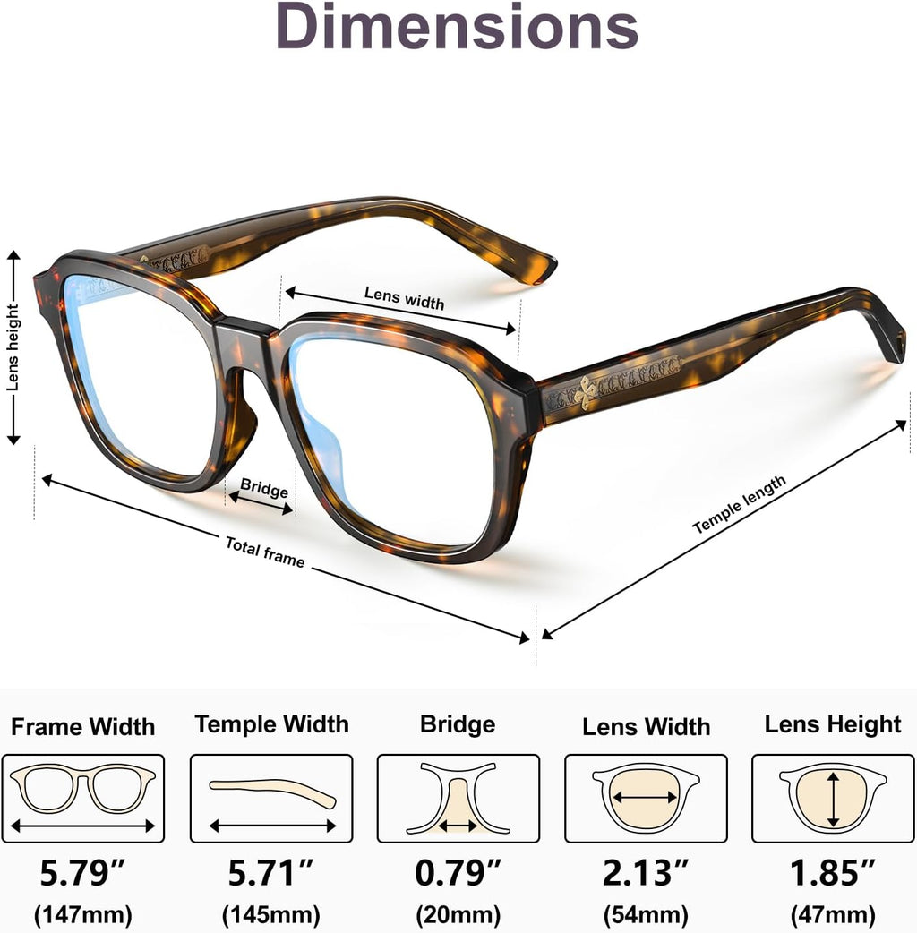 VISOONE Oversized Square Blue Light Blocking Glasses Fashion Computer Eyewear for Women and Men BENNETT