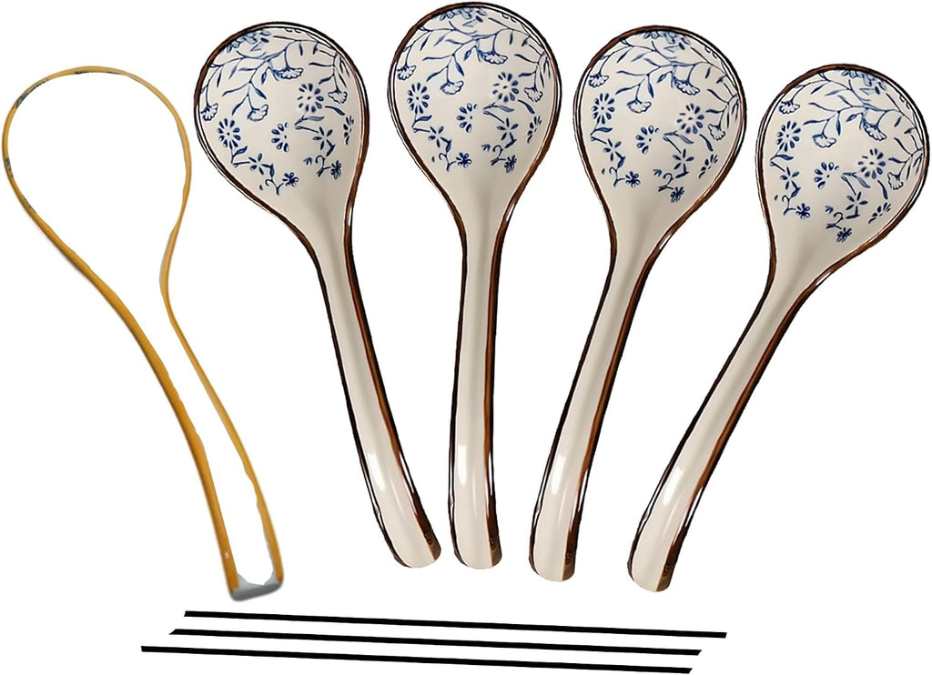 4 pieces Hand-crafted Japanese style Ceramic Soup Spoon(gift boxes including)
