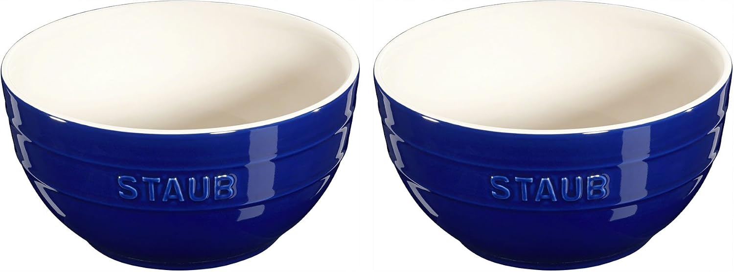 STAUB Ceramic 2-pc Large Universal Bowl Set  6.5-inch/1.25-qt  Dark Blue